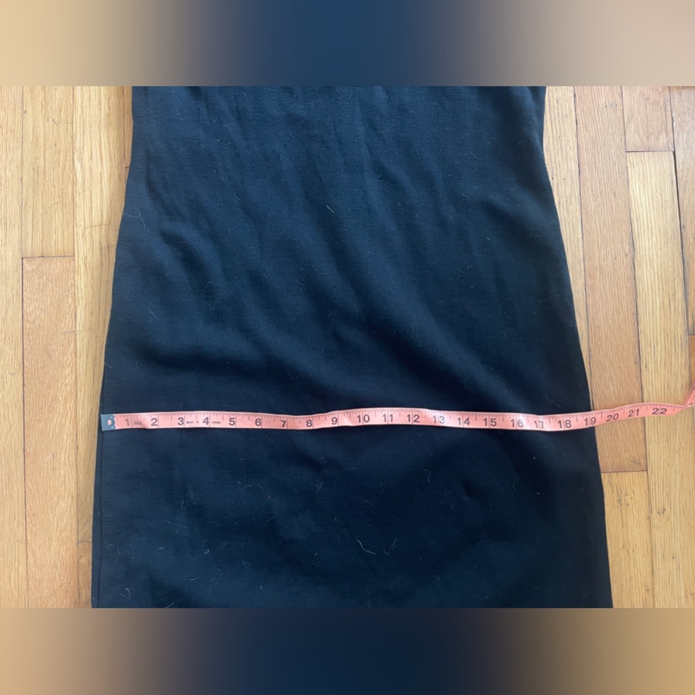 60s Vintage Black Knit Wiggle Dress w 3/4 Length Sleeves and rounded collar - Picture 10 of 10